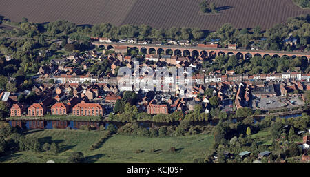 Vue aérienne du centre-ville de Yarm, Angleterre du Nord-Est, Royaume-Uni Banque D'Images