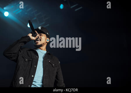 Le rappeur américain et la chance lyricienne le rappeur interprète un concert à Falconer Salen à Copenhague. Danemark, 15/11 2016. Banque D'Images