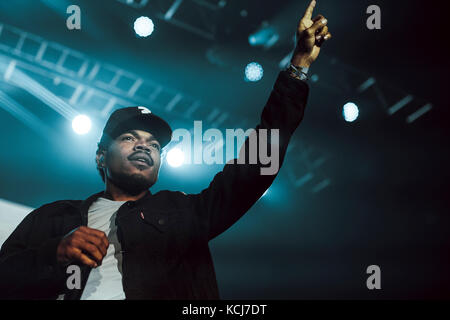 Le rappeur américain et la chance lyricienne le rappeur interprète un concert à Falconer Salen à Copenhague. Danemark, 15/11 2016. Banque D'Images