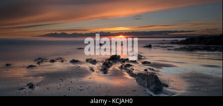 Cornwall, Whitsand Bay, Coucher du Soleil Banque D'Images