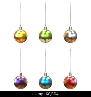 Le rendu 3D de Noël coloré ball isolated on white Banque D'Images