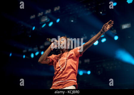 Le Danemark, Roskilde - le 29 juin 2017. Le chanteur jamaïcain, auteur-compositeur et DJ Popcaan effectue un concert live au cours de la Danish music festival Festival de Roskilde en 2017. Banque D'Images