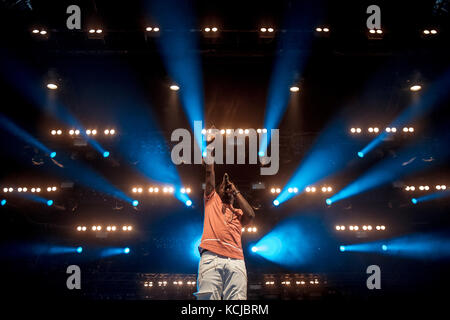 Le Danemark, Roskilde - le 29 juin 2017. Le chanteur jamaïcain, auteur-compositeur et DJ Popcaan effectue un concert live au cours de la Danish music festival Festival de Roskilde en 2017. Banque D'Images