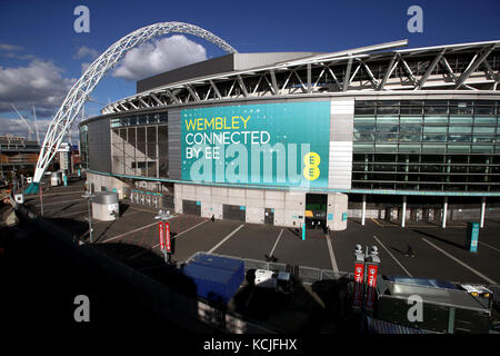 Vue générale du stade Wembley avant la qualification de la coupe du monde de la FIFA 2018, match du groupe F au stade Wembley, Londres. Banque D'Images