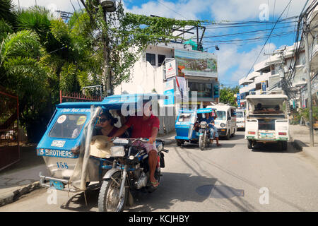 Boracay philippines - taxis à moto dans la rue, île de Boracay, Philippines Asie Banque D'Images