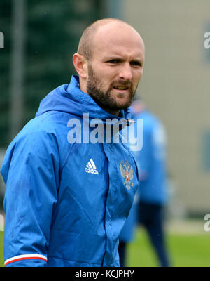 Moscou, Russie.05th octobre 2017.Konstantin Rausch, milieu de football international russe, en session d'entraînement avant le match de test contre la Corée du Sud à Moscou le 5 octobre 2017.Crédit : Alizada Studios/Alay Live News Banque D'Images