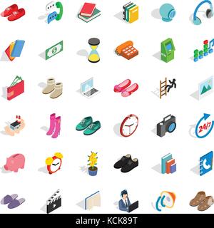 Holding icons set, style isométrique Illustration de Vecteur