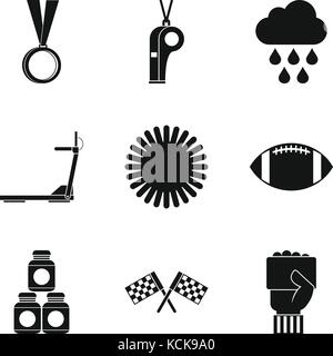 Jouant sur le terrain, le style simple icons set Illustration de Vecteur