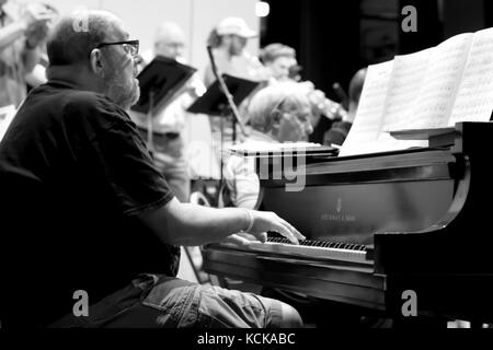 Man playing piano Steinway & Sons Banque D'Images
