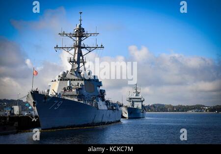 La classe Arleigh Burke destroyer lance-missiles USS Oscar Austin (DDG 79) Banque D'Images