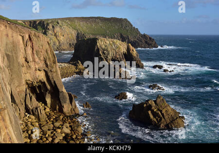 Enys Dodnan, Land's End, Cornwall Banque D'Images