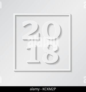 Bonne Année Joyeux Noël 2018 dans cadre carré sur fond gris. Illustration de Vecteur