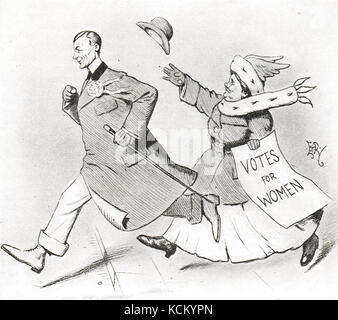 Suffragette à la poursuite d'un candidat, élection partielle de Croydon de 1909 Banque D'Images