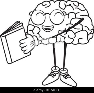 Cute cartoon lecture cerveau Illustration de Vecteur