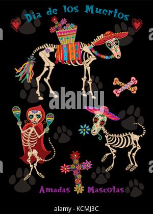 Le Jour des morts les animaux Illustration de Vecteur