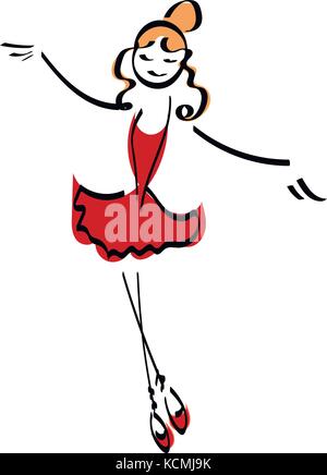 Doodle stickman concept illustration ballerine de beauté. Illustration de Vecteur