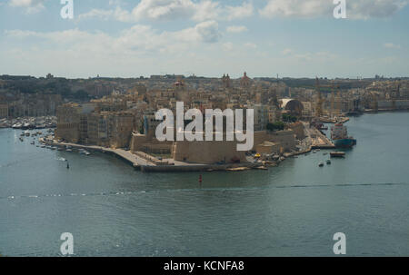 Fort St Angelo Malte vue de la Valette Banque D'Images