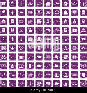 100 Infraction pénale icons set grunge purple Illustration de Vecteur