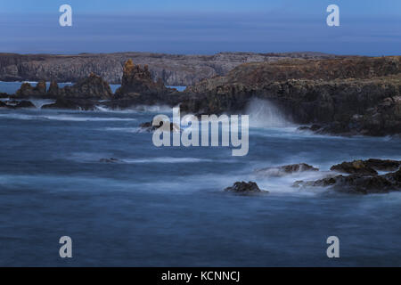 Après la tombée de la nuit, le parc provincial du donjon, sur le cap Bonavista, Terre-Neuve et Labrador Banque D'Images