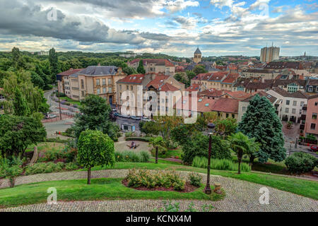 Vue aérienne de la vieille ville de Metz, Banque D'Images