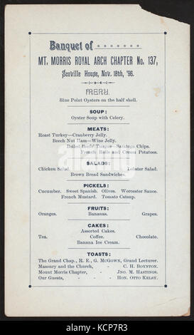 BANQUET (détenu par) MT. Arche Royale MORRIS CHAPITRE NO137 (at) MAISON DE SCOVILLE (HOTEL ;) (NYPL Hadès 270797470505) Banque D'Images