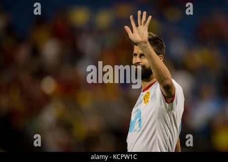 Alicante, Espagne. 06 octobre 2017. Gerard pique lors du match de qualification pour la Coupe du monde Russie 2018 entre l'Espagne et l'Albanie, stade Rico Perez, Alicante Espagne. 6 octobre 2017. Crédit : Gtres Información más Comuniación on line, S.L./Alamy Live News Banque D'Images