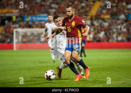 Alicante, Espagne. 06 octobre 2017. Jordi Alba (FC Barcelone) lors du match de qualification pour la Coupe du monde Russie 2018 entre l'Espagne et l'Albanie, stade Rico Perez, Alicante Espagne. 6 octobre 2017. Crédit : Gtres Información más Comuniación on line, S.L./Alamy Live News Banque D'Images