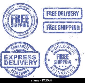 Livraison express et livraison gratuite dans le monde entier - bleu grunge stamps Illustration de Vecteur
