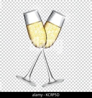 Deux verre de champagne isolé sur fond transparent. vector illustration Illustration de Vecteur