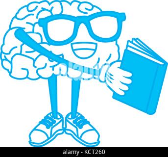 Cute cartoon lecture cerveau Illustration de Vecteur