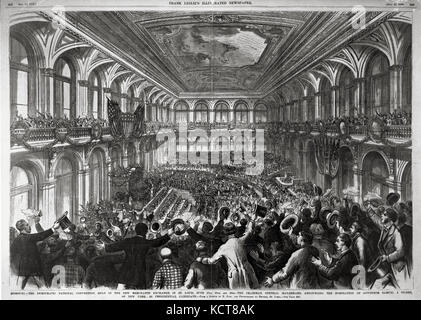 Convention Nationale Démocratique, qui a eu lieu à la nouvelle Merchants' Exchange, à St Louis, le 27 juin, 28 et 29 octobre. Le Président, le général McClernand, annonçant la nomination de gouverneur Samuel J. Tilden de New York, que le pré 0043 Banque D'Images