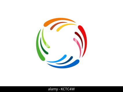 Abstract circle logo splash liquide vortex, cercle éléments colorés ailes résumé vecteur conception icône symbole vent Illustration de Vecteur