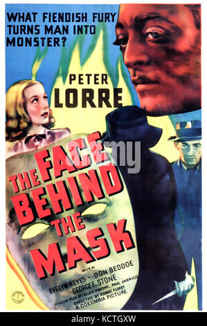 Le VISAGE DERRIÈRE LE MASQUE 1941 Columbia Pictures film noir avec Peter Lorre Banque D'Images