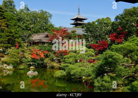 Ninna-Ji jardins zen et temple de Kyoto Banque D'Images