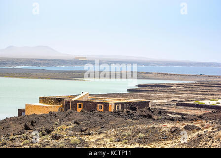 La raffinerie de sel de Janubio (Salinas de Janubio) sur Lanzarote, Canaries, Espagne. Banque D'Images