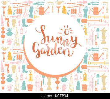 Vector set d'outils de jardinage. matériel agricole pour la conception. silhouettes de plantes et articles de jardin Illustration de Vecteur