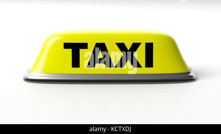 Toit de voiture taxi jaune signe isolé sur fond blanc Banque D'Images