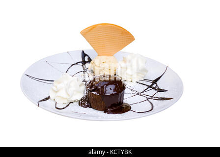 Delicieous crème glacée avec chocolat et gâteaux Banque D'Images