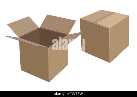 Or rouge boîte en carton. maintenir offrir. vector illustration Illustration de Vecteur