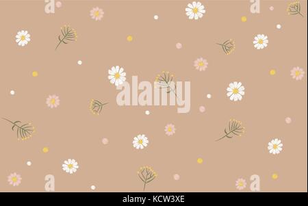 Mode délicat motif d'impression florale de camomille fleur beige daisy field vector illustration art broderie Illustration de Vecteur