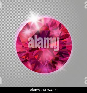 Rose rouge cristal gemme rubis pierres précieuses bijoux 3D réaliste. vector illustration détaillée sur fond transparent Illustration de Vecteur