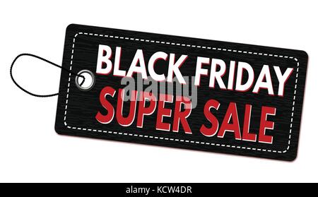 Le vendredi noir super vente étiquette ou étiquette de prix sur fond blanc, vector illustration Illustration de Vecteur