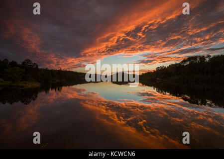 Le coucher du soleil, st.pothier lake, le corégone, la ville du Grand Sudbury, Ontario, canada Banque D'Images