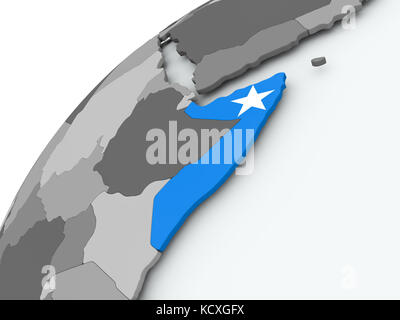 Somalie avec drapeau intégré sur le globe. Illustration 3D. Banque D'Images