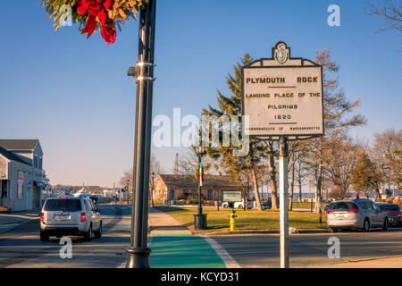 Plymouth Rock à Plymouth, Massachusetts, est l'endroit où les pèlerins ont débarqué en 1620. Banque D'Images