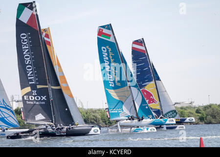 Extreme Sailing Series La baie de Cardiff, Cardiff, Royaume-Uni Banque D'Images