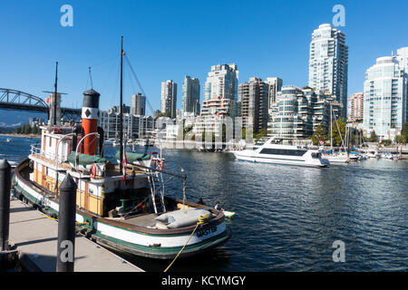 2017 Vancouver, BC : Construit en 1922, le SS vapeur Master est une antiquité 85ft vu remorqueur amarré à Granville Island Banque D'Images