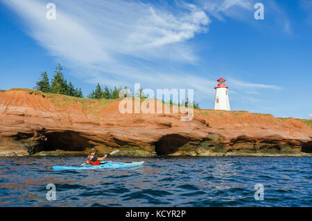 Phare de seacow, seacow, Prince Edward Island, canada, kayak, canotage, coast, les falaises Banque D'Images