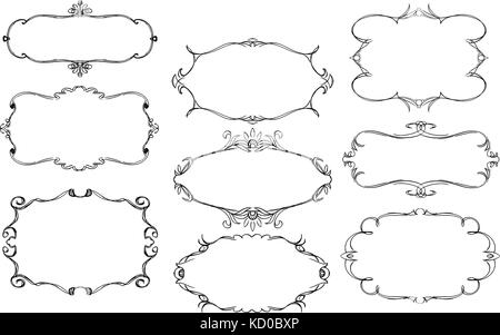 Ensemble de divers modèles de châssis d'ornement artistique. Illustration de Vecteur