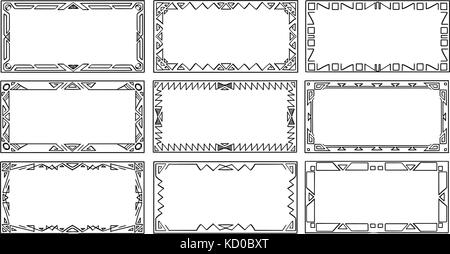 Ensemble de différents milieux artistiques ornementales dessins géométriques étiquette d'image. Illustration de Vecteur